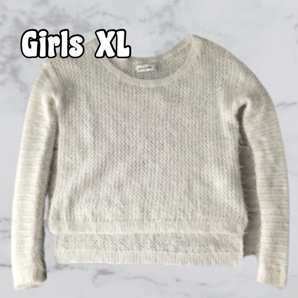 Abercrombie Kids Off-White Jewel Neckline Sweater w/ Metallic Threads, XL
